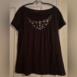 “Lafayette 148” casual embellished cotton t-shirt, size L.